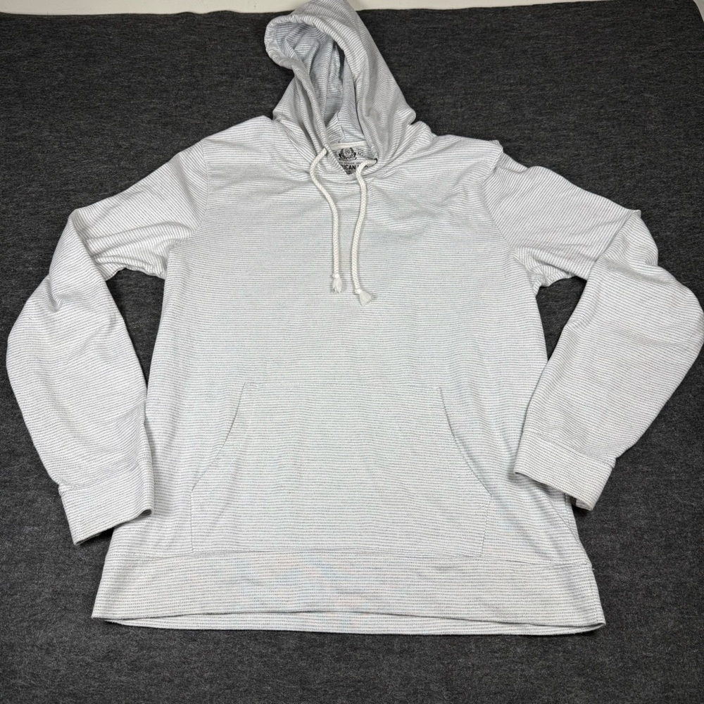 American Rag Mens Large White Gray Micro Stripe Lightweight Pullover Hoodie L